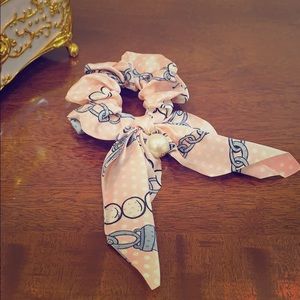 Chanel Style Scarf Scrunchy with Faux Pearl Detail